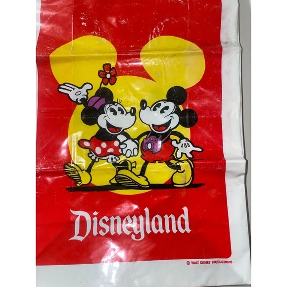 Vintage Walt Disney Disneyland Mickey Mouse Minnie Souvenir Shopping Bag 1980s - Picture 5 of 5